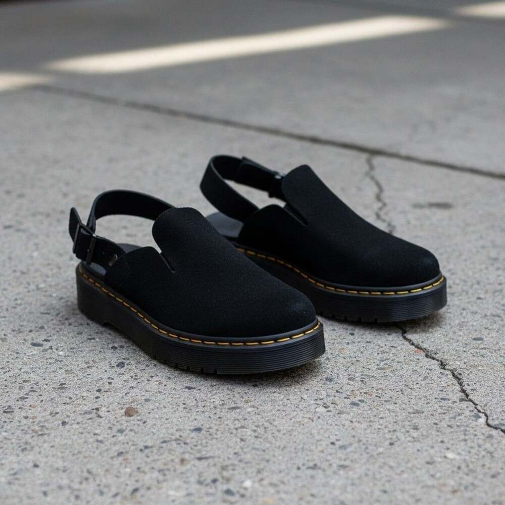 Dr. Martens Carlson Suede Slingback Mules Black US Men's 9, US Women's 10)